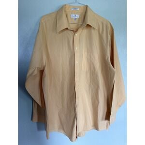 Enro Mens Yellow Dress Shirt 18.5 37-38 Tall Non-Iron Combed Cotton Button Up